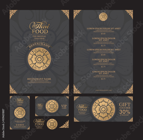 vector thai food restaurant menu template.