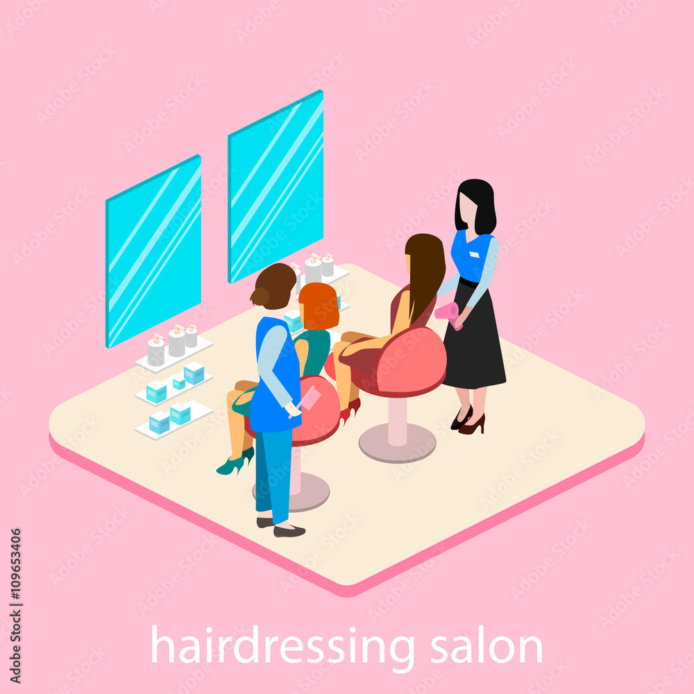 Isomeric interior of beauty salon Isomeric interior of beauty salon