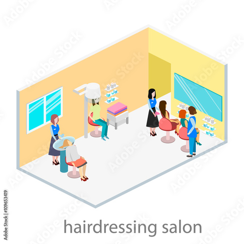 Isomeric interior of beauty salon