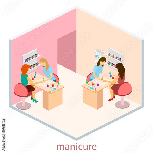 Isometric interior of nail salon