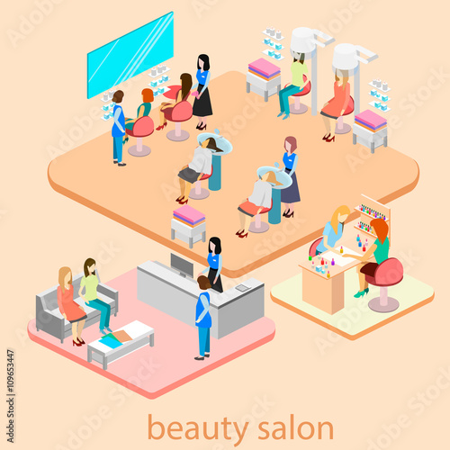 Isomeric interior of beauty salon
