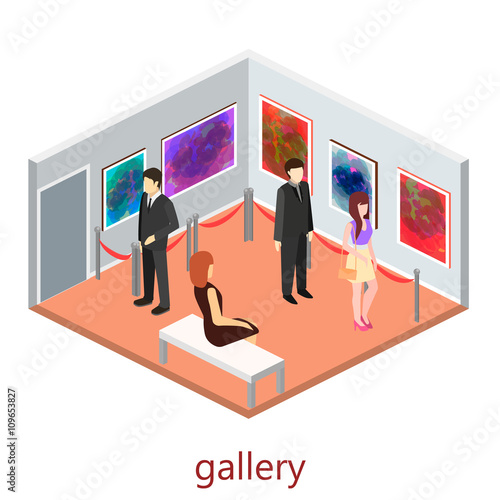 Isometric interior of picture gallery