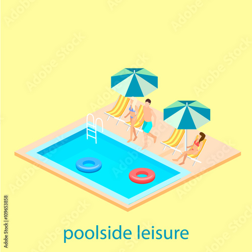 Creative modern isometric design of swimming pool