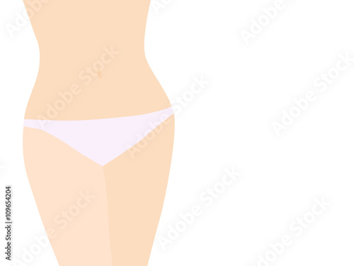Flat vector illustration of a healthy lean woman’s tummy on white background