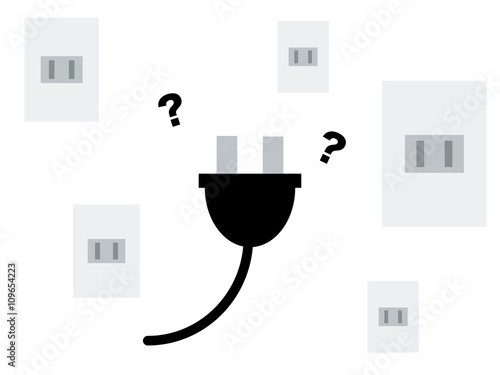 This flat vector illustration depicts that people in trouble with which electric power supply company should choose after starting the electric power deregulation.