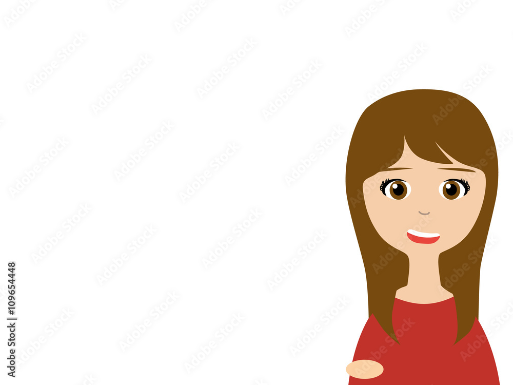 Flat vector illustration of a smiling saleswoman making a presentation Flat vector illustration of a smiling saleswoman making a presentation