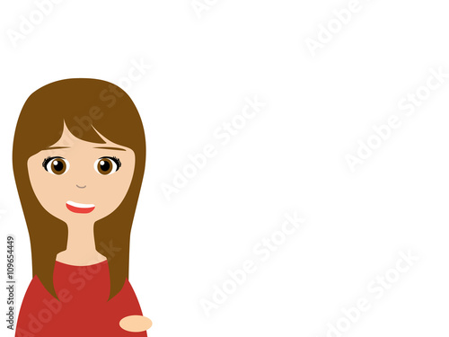 Flat vector illustration of a smiling saleswoman making a presentation