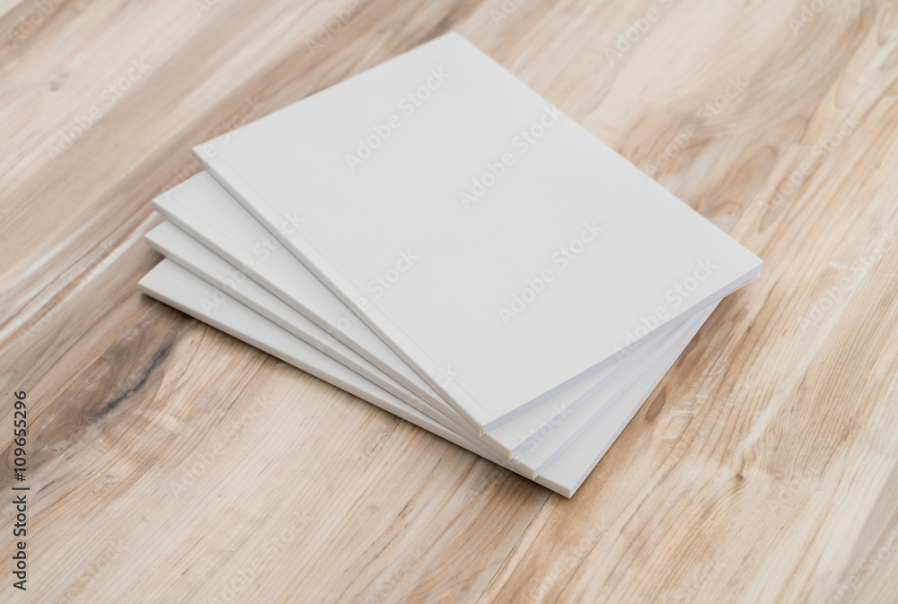 Fototapeta premium Blank catalog, magazines,book mock up on wood background..