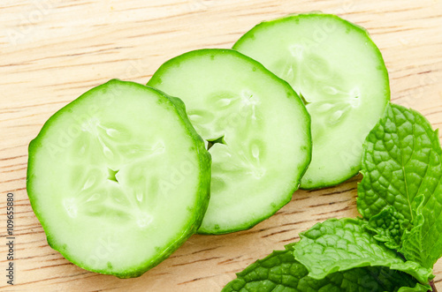 Color of cucumber with green leaf.