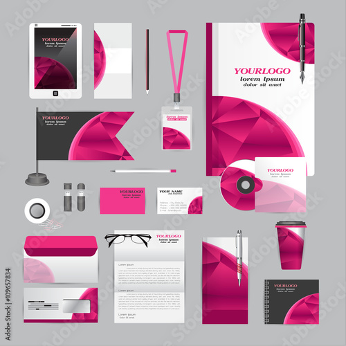 White corporate identity template with Orange origami elements.