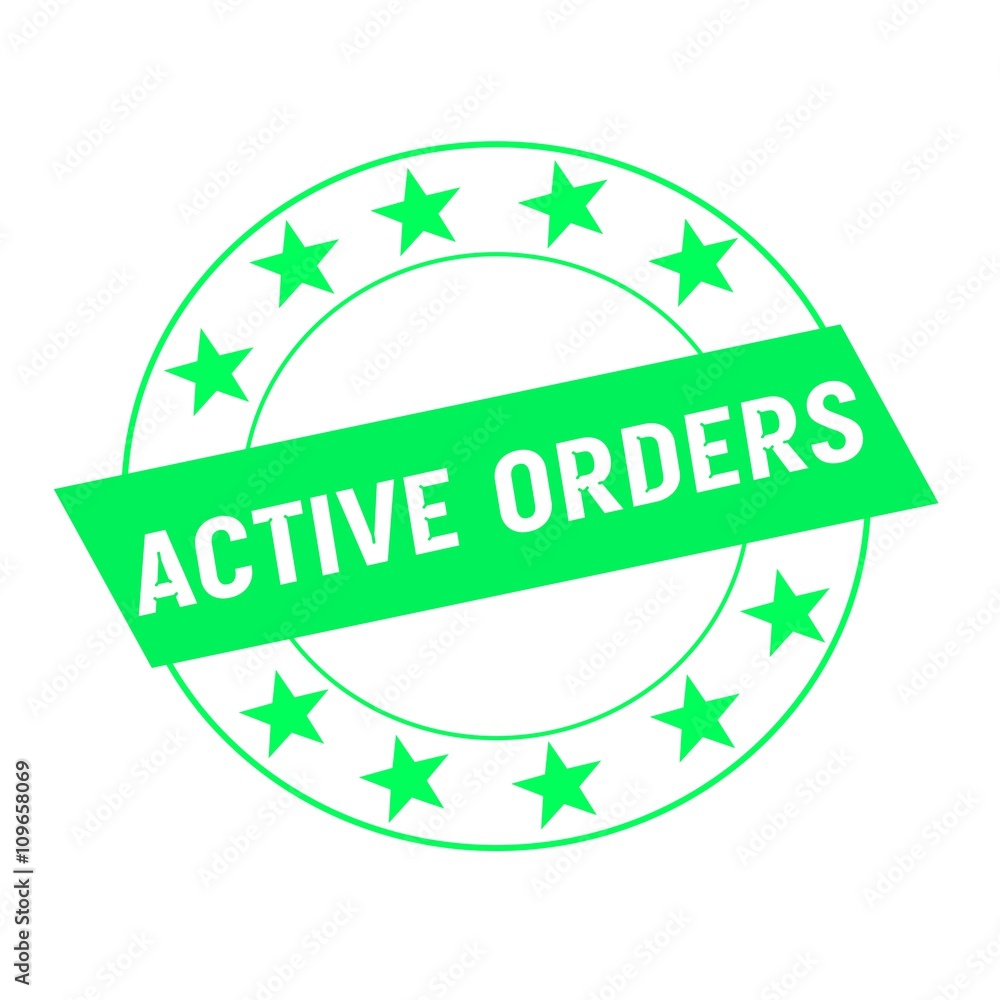 active orders white wording on green Rectangle and Circle green stars active orders white wording on green Rectangle and Circle green stars