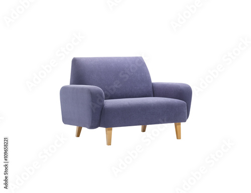 Blue armchair isolated with clipping mask, side view. © creativesunday