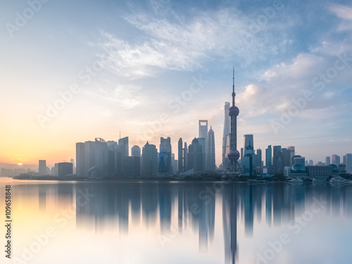 shanghai skyline in sunrise