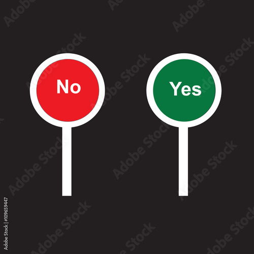 yes and no sign paddles, vector illustration.