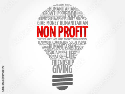 Non Profit bulb word cloud collage concept