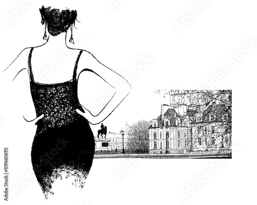 Young fashion woman in Paris