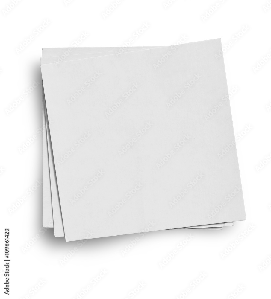 close up stack of papers on white background with clipping path. close up stack of papers on white background with clipping path.
