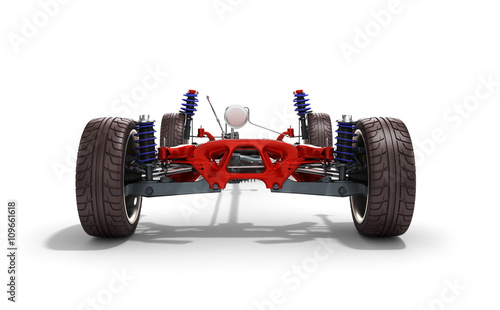 car suspension separately from the car isolated on white 3d rend © nosorogua