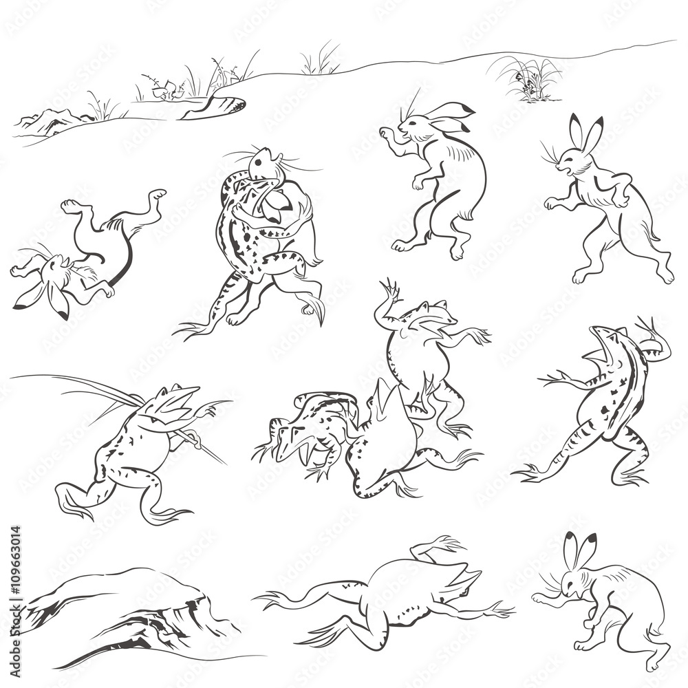 Naklejka premium Obraz ilustracja karykatury charakter ptaka i bestii