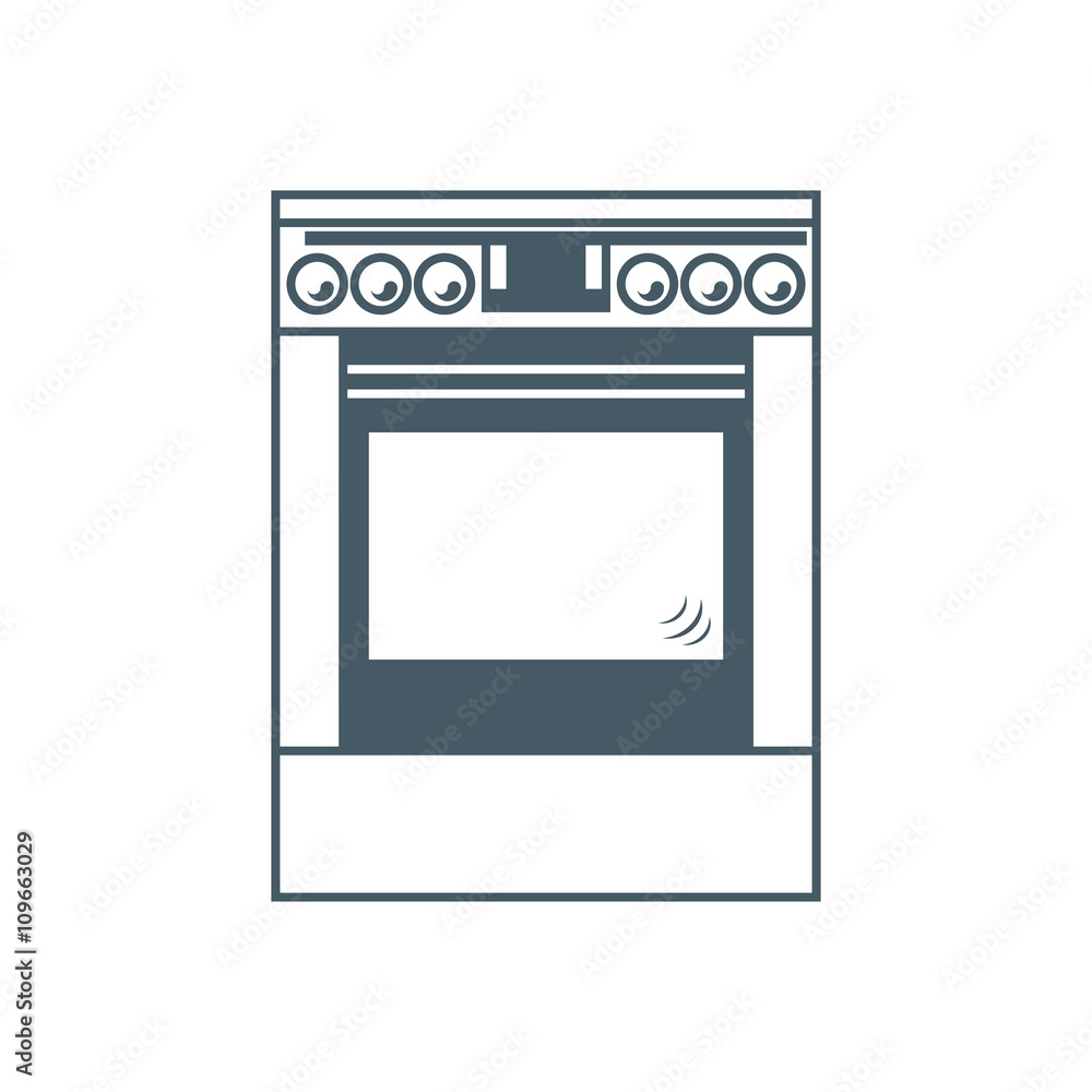 Stylized icon of a colored cooker Stylized icon of a colored cooker