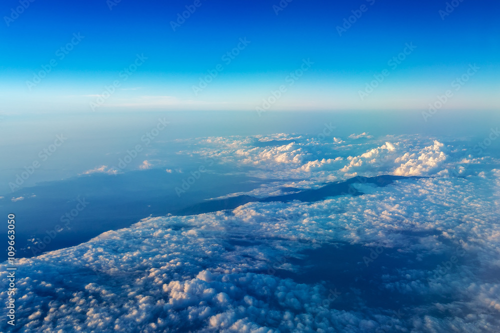 Big white cloud and blue sky background