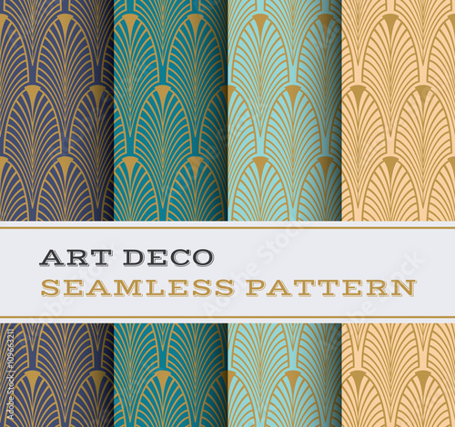 Art Deco seamless pattern with 4 colours background 01