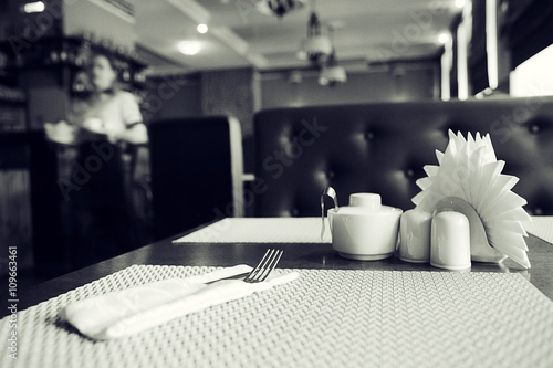 Monochrome still life restaurant