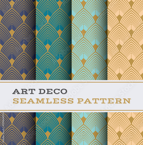 Art Deco seamless pattern with 4 colours background 03