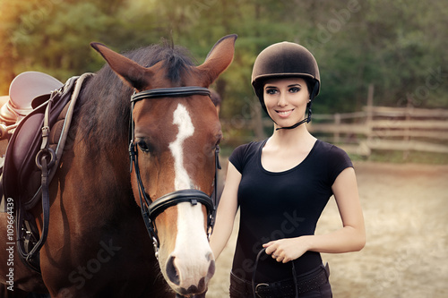 Happy Woman with her Horse
