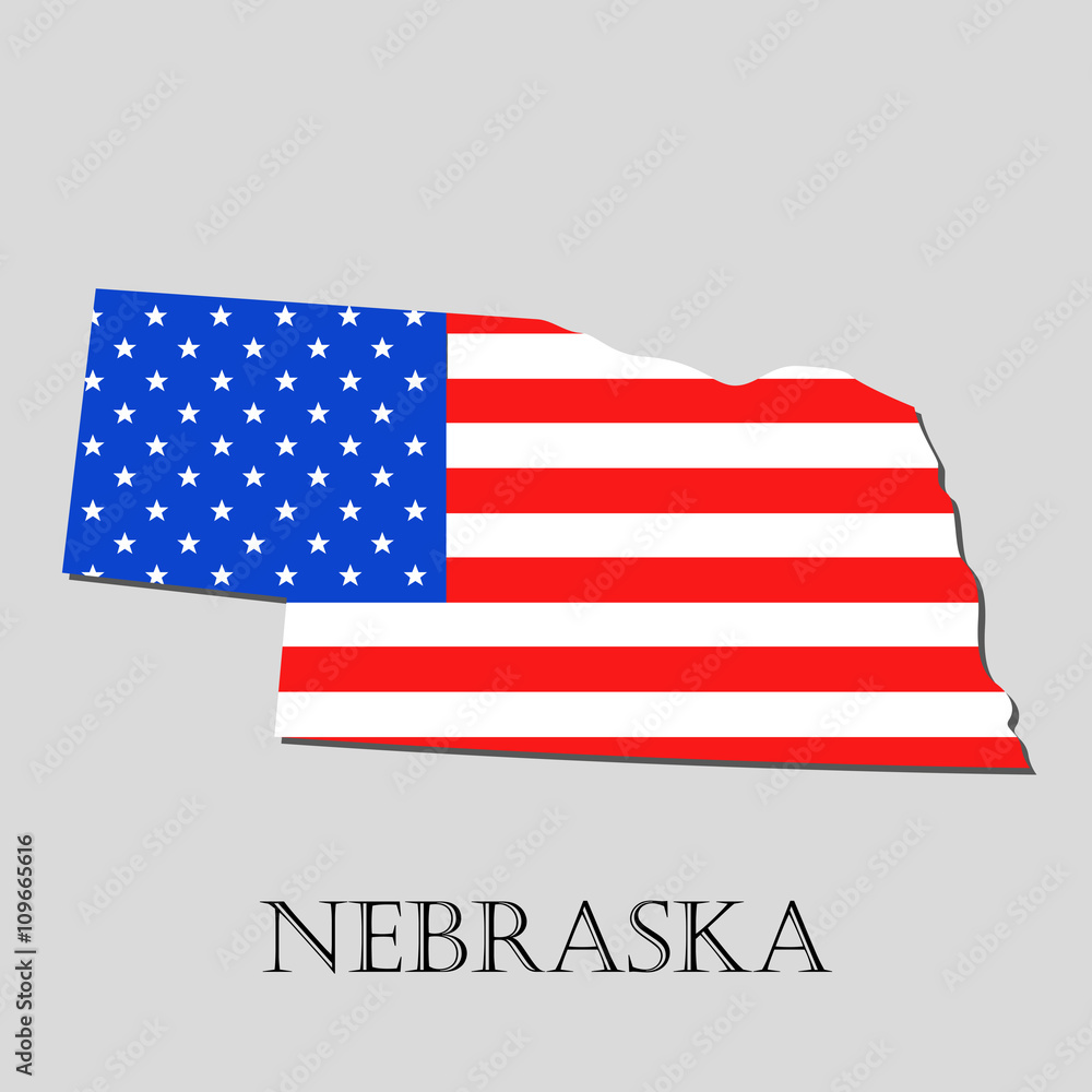 Map State of Nebraska in American Flag - vector illustration. Map State of Nebraska in American Flag - vector illustration.