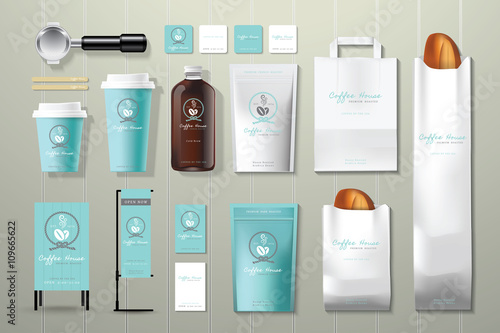 Coffee house corporate identity template design set
