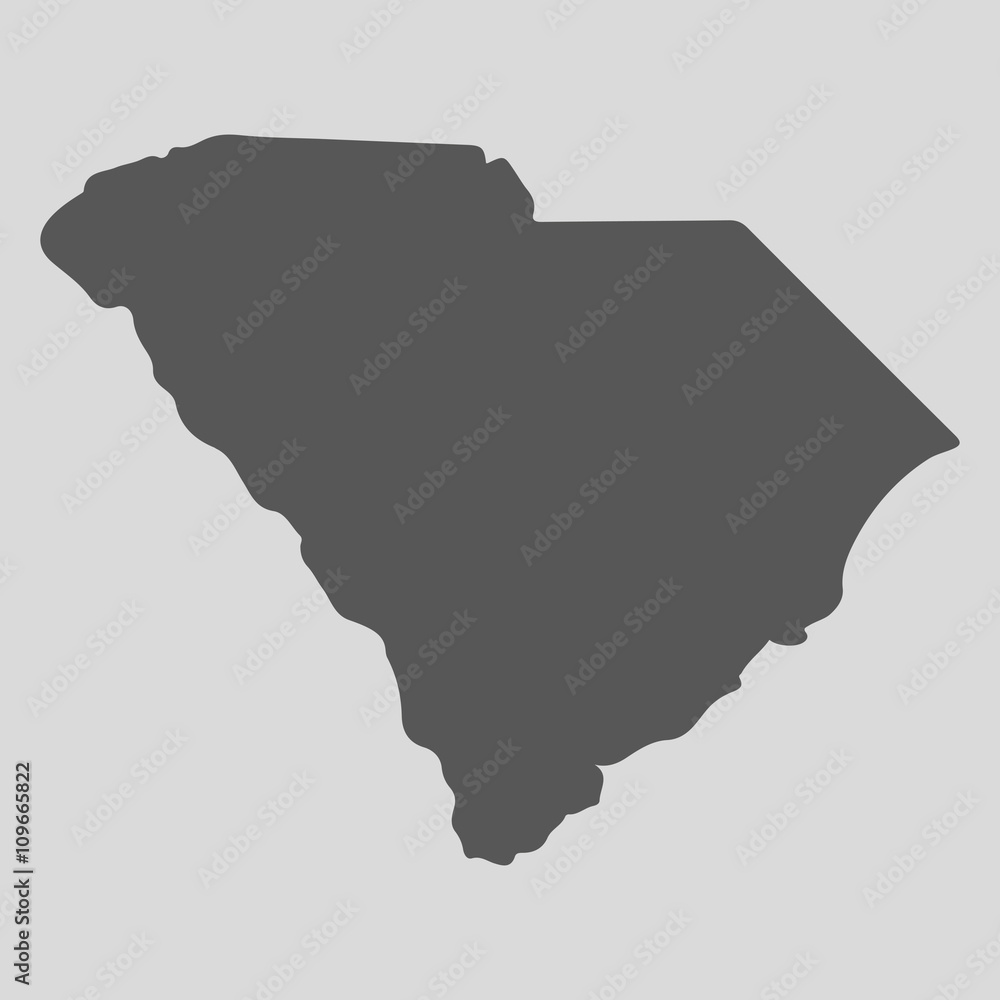 Czarna mapa stanu Południowa Karolina - ilustracji wektorowych.