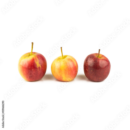 Red yellow three apple  isolated on white background