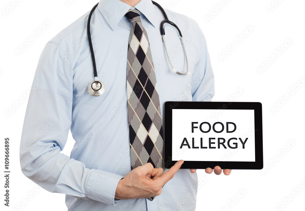 Doctor holding tablet - Food allergy Doctor holding tablet - Food allergy