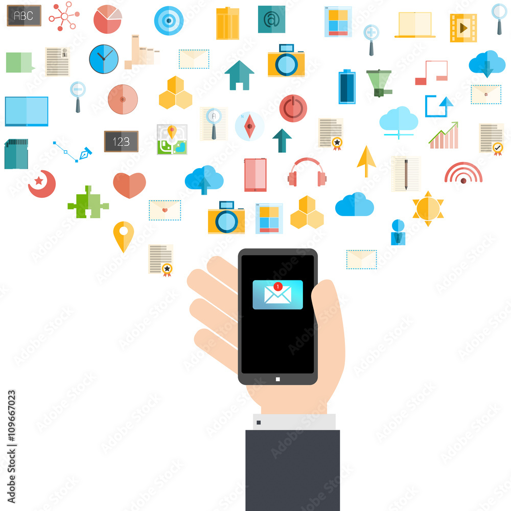 Unread messages on the smart phone and cloud technology with soc Unread messages on the smart phone and cloud technology with soc