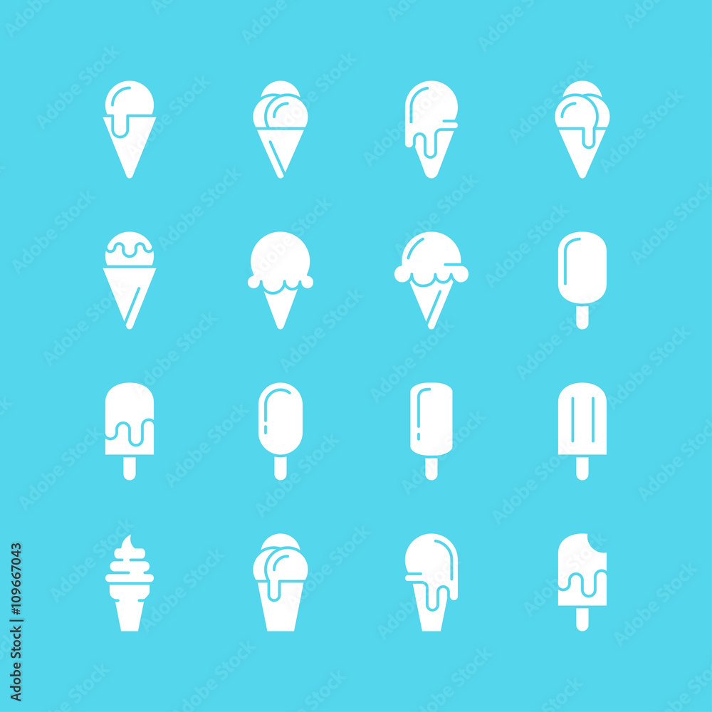 Ice cream icons, vector set. Ice cream icons, vector set.