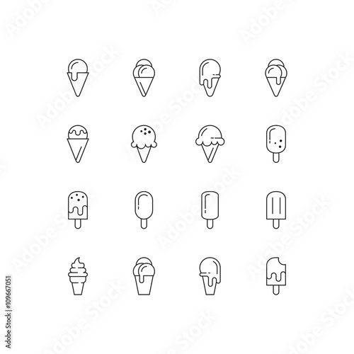 Ice cream icons, vector set.