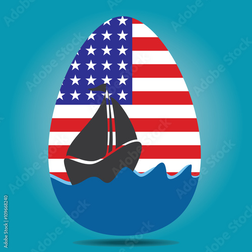 American Flag Egg : Stylish design can be used for banner (happy ester day), poster, flyer, or element and decorative of design.