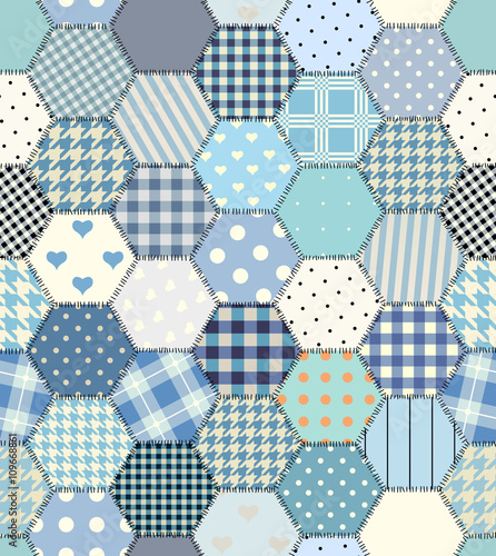 Blue patchwork hexagon