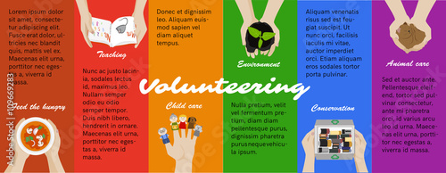 Volunteer work opportunities. Vector infographic.