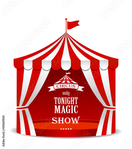Circus tent isolated on white background.