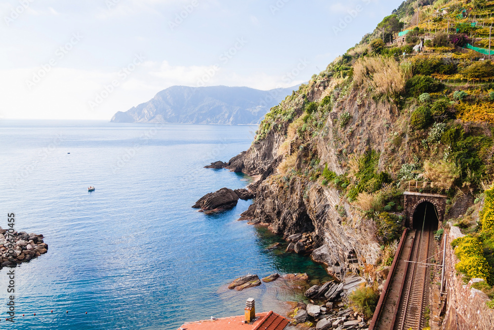 Railway in Cinque terre, Italy.