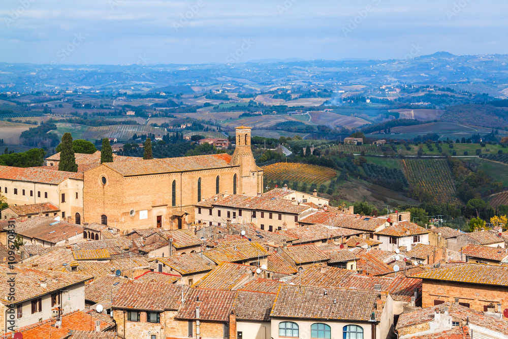 Panoramic view from San Gimignano, Tuscany, Italy