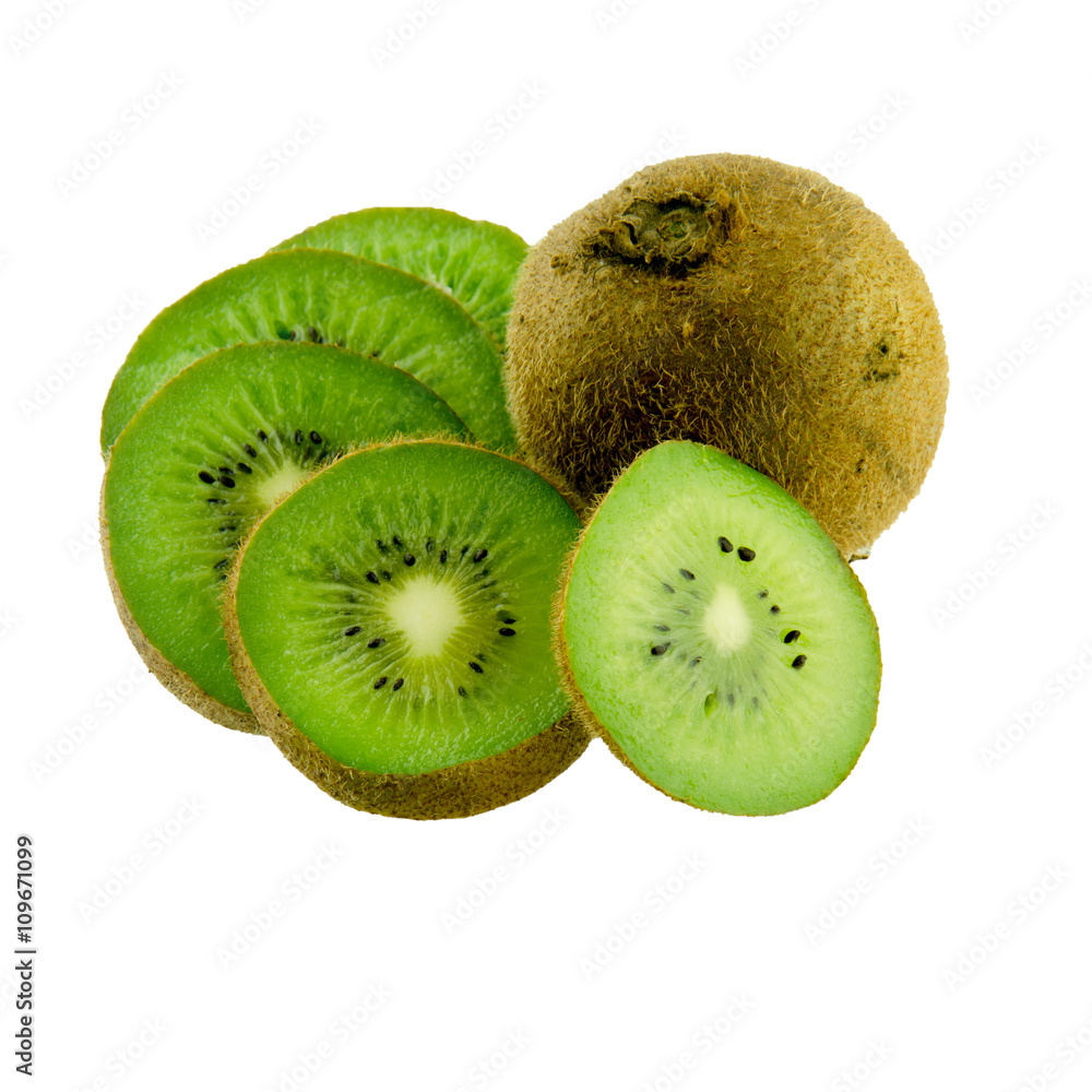 Fototapeta premium kiwi slice isolated on white background