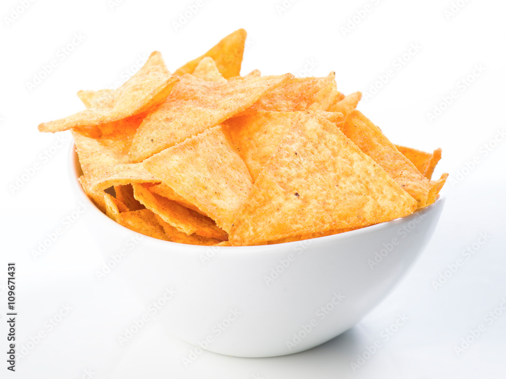 spicy nachos isolated on white spicy nachos isolated on white