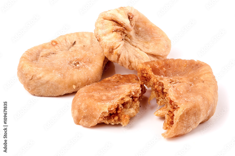 Dried figs on a white background close-up macro