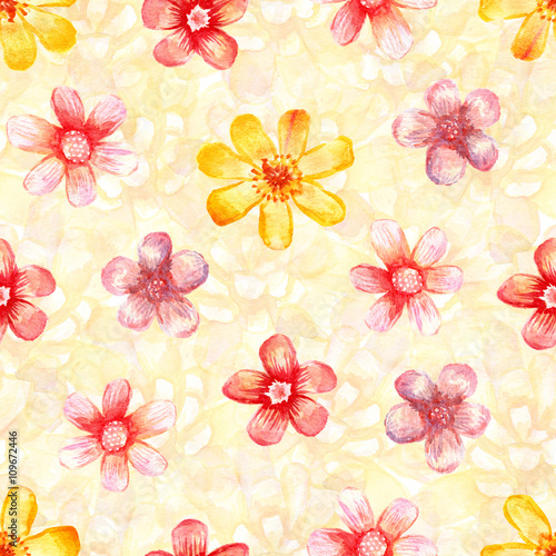 Watercolor floral seamless.