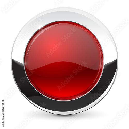 Free Download Round button with chrome frame. Red icon - GFXLoad