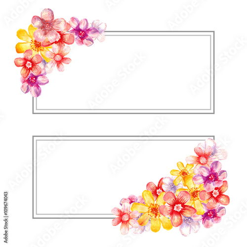 Banners with watercolor flowers.