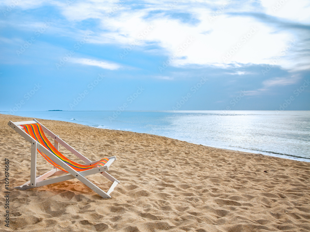 beach chair on tropical white sand beach chair on tropical white sand